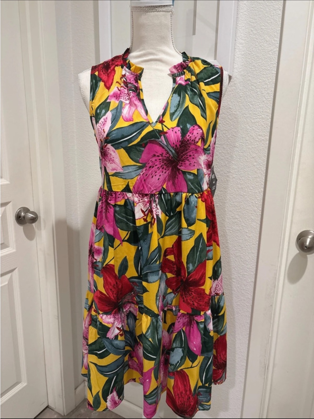 Kate and Lily Floral Pink Orchid Midi Dress
